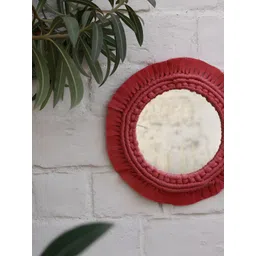 Story of Knots Pink Bohemian Handmade Macrame Round Wall Mirror-picture-40