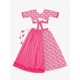 STORY TAILOR Girls Pink & White Printed Cotton Ready to Wear Lehenga & Choli image 2