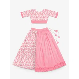 STORY TAILOR Girls Pink & White Printed Ready to Wear Lehenga-picture-11
