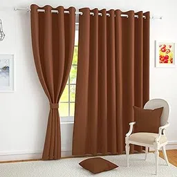 Story@Home Blackout Long Door Curtains 9 Feet Set of 4 | Plain Print | 85% Room Darkening | Thermal Insulated Curtains | Curtain for Living Room | (116 x 275 cm, Brown) | Perfect for Home Decor-picture-10