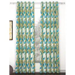 Story@home 2 Pieces White & Green Floral Door Curtains-picture-32