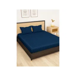 Story@Home 300 TC Microfiber Double Size bedsheet with 2 Pillow Covers Navy Blue-picture-12