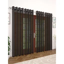 Story@home 4 Pcs Coffee Brown Striped Sheer Long Door Curtain-picture-18