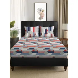 Story@home Arena Grey & Red Printed 180 TC Queen Bedsheet & 2 Pillow Covers-picture-41