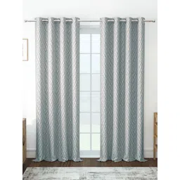 Story@home Azurio Grey 2 Pieces Abstract Jacquard Room Darkening Semi-Long Door Curtains-picture-26