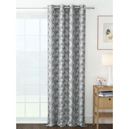 Story@home Azurio Grey & White Floral Jacquard Room Darkening Long Door Curtain-picture-13