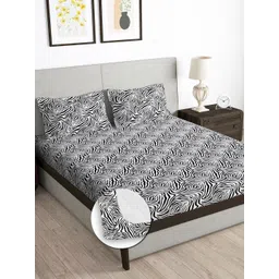 Story@home Black & White 180 TC Queen Bedsheet with 2 Pillow Covers-picture-35