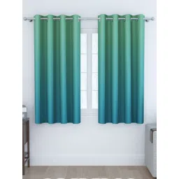 Story@home Blue & Sea Green 2 Pieces Colourblocked Room Darkening Window Curtains-picture-16