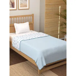 Story@home Blue & White Floral AC Room 150 GSM Cotton Single Bed Dohar-picture-15