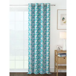 Story@home Blue & White Floral Room Darkening Long Door Curtain-picture-11