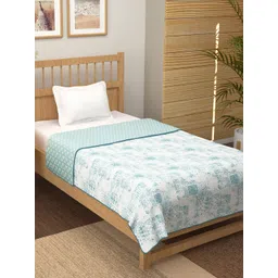 Story@home Blue & White Printed AC Room 150 GSM Reversible Cotton Single Bed Dohar-picture-10