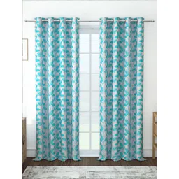 Story@home Blue & White Set of 2 Floral Room Darkening Long Door Curtain-picture-13