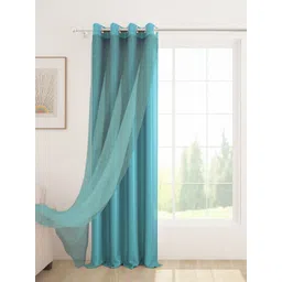 Story@home Blue Black Out & Sheer Long Door Curtain-picture-20