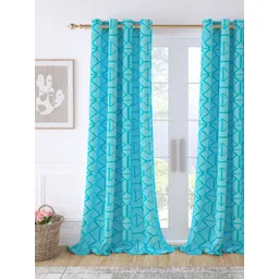 Story@home Bohemian Blue Geometric Cotton Room Darkening Door Curtain-picture-41