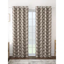 Story@home Brown & White Set of 2 Floral Room Darkening Door Curtain-picture-35