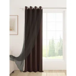 Story@home Brown Black Out & Sheer Long Door Curtain-picture-39
