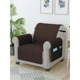 Story@home Brown Self Design Microfiber 1 Seater Sofa Cover With Arms-picture-14