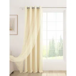 Story@home Cream-Coloured Black Out & Sheer Door Curtain-picture-24