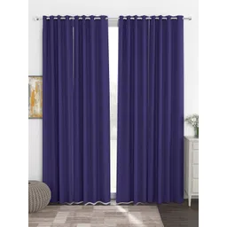 Story@Home Faux Silk Solid Solid 300GSM Violet Room Darkening Blackout Long Door Curtain - Set Of 4-picture-28