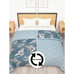 Story@home Grey & Blue Printed Reversible Microfiber 180 GSM AC Room Double Bed Comforter-picture-16