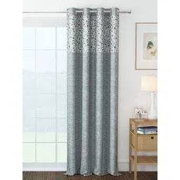 Story@home Grey & White Geometric Printed Room Darkening Long Door Curtain-picture-40