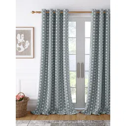 Story@home Grey & White Geometric Room Darkening Door Curtain-picture-33