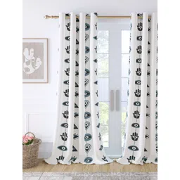 Story@home Grey & White Printed Cotton Room Darkening Door Curtain-picture-37