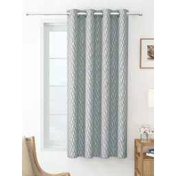 Story@home Grey & White Room Darkening Window Curtain image 1