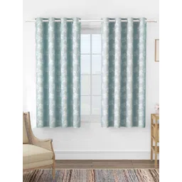 Story@home Grey & White Set of 2 Floral Room Darkening Window Curtain-picture-18