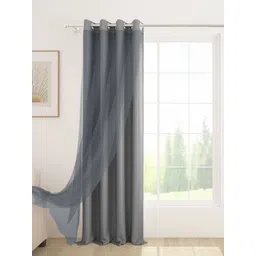 Story@home Grey Black Out & Sheer Long Door Curtain-picture-16
