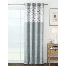 Story@home Grey Melange & White Floral Room Darkening Long Door Curtain-picture-41