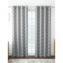 Story@home Grey Set of 2 Floral Room Darkening Door Curtain-picture-40