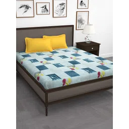 Story@home Grey Yellow Geometric 210 TC King Bedsheet with 2 Pillow Covers-picture-25