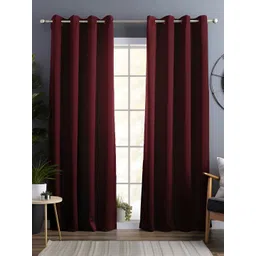 Story@home Maroon 2 Pieces Black Out Long Door Curtain-picture-13