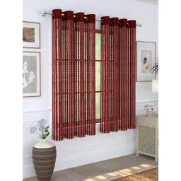 Story@home Maroon Self Design Set of 2 Sheer Window Curtain-picture-17