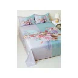 Story@Home Microfiber 300 TC King Size Bedsheet with 2 Pillow Covers, Light Purple & Mint Green-picture-35
