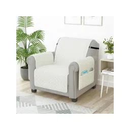 Story@Home Microfiber Solid 1 Seater Sofa Cover - off White-picture-19