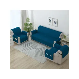 Story@Home Microfiber Solid 3+1+1 Seater Sofa Cover - Navy Blue (Pack of 3)-picture-18