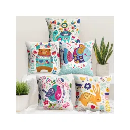 Story@Home Multicolor Animal Print 5 Units Of Helio Cushion Covers (Pack of 5) (16x16 inches)-picture-18