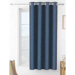 Story@home Navy Blue & White Geometric Room Darkening Long Door Curtain-picture-25