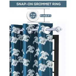 Story@home Navy Blue & White Set of 2 Floral Room Darkening Long Door Curtain image 4