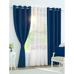 Story@home Navy Blue Set of 3 Black Out Long Door Curtain-picture-31