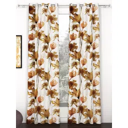 Story@home Off White & Brown 2-Pieces Floral Door Curtains-picture-27