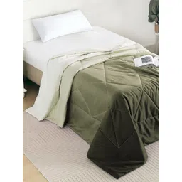 Story@home Olive Green & White Microfiber Mild Winter 233 GSM Single Bed Comforter-picture-23