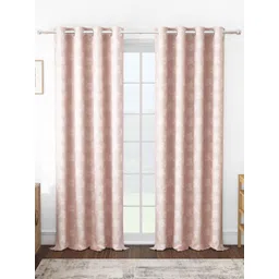Story@home Pink & White Set of 2 Floral Room Darkening Long Door Curtain-picture-29