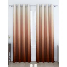Story@home Red & Brown 2 Pieces Colourblocked Room Darkening Long Door Curtains-picture-12