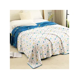 Story@Home Superfine Camric Cotton Blue Yellow Geometric 1 U Bedcover Super Soft Single-picture-11