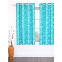 Story@home Turquoise Blue & White Abstract Jacquard Window Curtain-picture-13