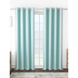 Story@home Turquoise Blue & White Set of 2 Geometric Room Darkening Long Door Curtain-picture-14