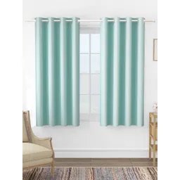 Story@home Turquoise Blue & White Set of 2 Room Darkening Window Curtain-picture-36